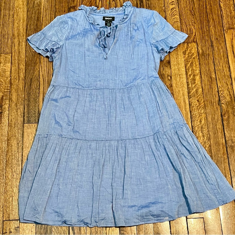 DKNY Light Blue Ruffle Dress